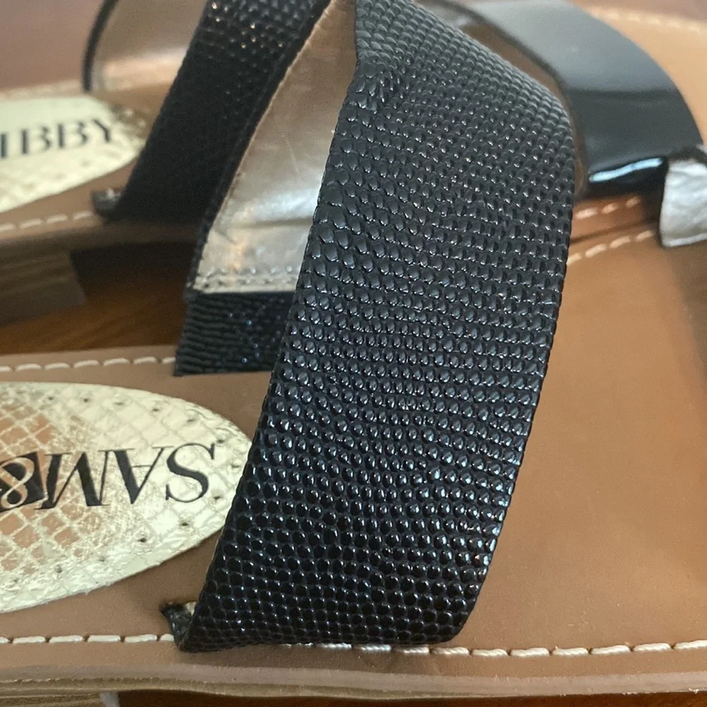 Sam & Libby Flat 2 straps Sliders size 6 Black